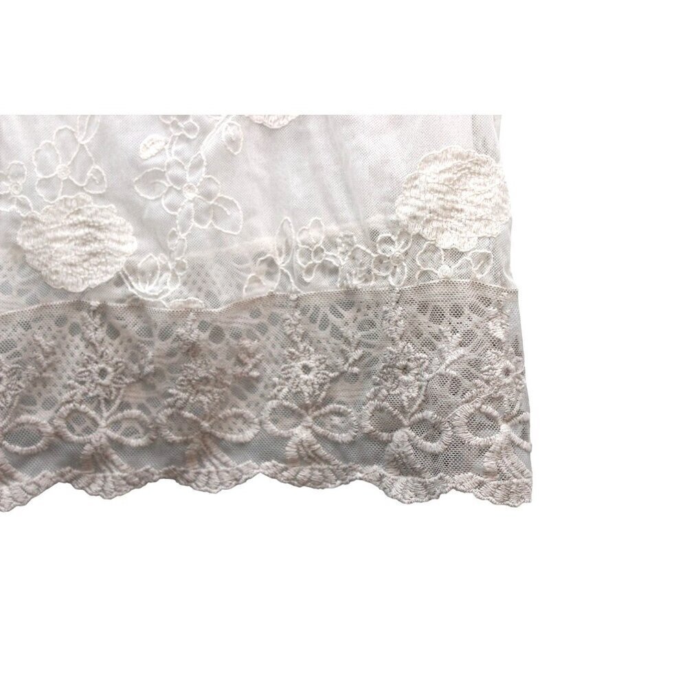 Ali Miles Tunic Blouse Size Small Ivory Floral Sheer Lace Beach Boho Lagenlook - Picture 7 of 10